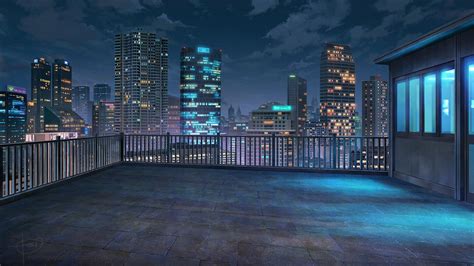 Anime School Rooftop Night Wallpapers Wallpaper Cave