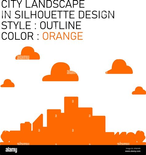 City Landscape In Silhouette Design With Orange Lines Orange Fills
