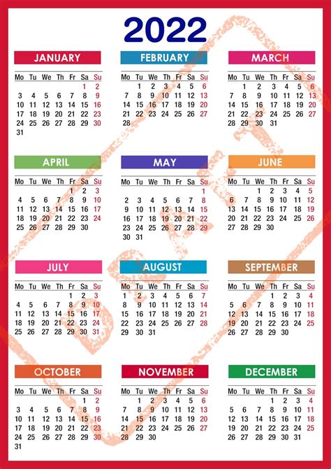 Printable 2022 Yearly Calendar 9 Templates Gambaran