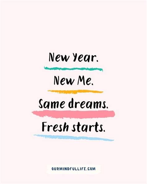 A Quote That Says New Year New Me Same Dreams Fresh Starts On Pink