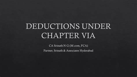 Deduction Under Chapter Via Sec 80c To 80u Ay 2022 23 Youtube