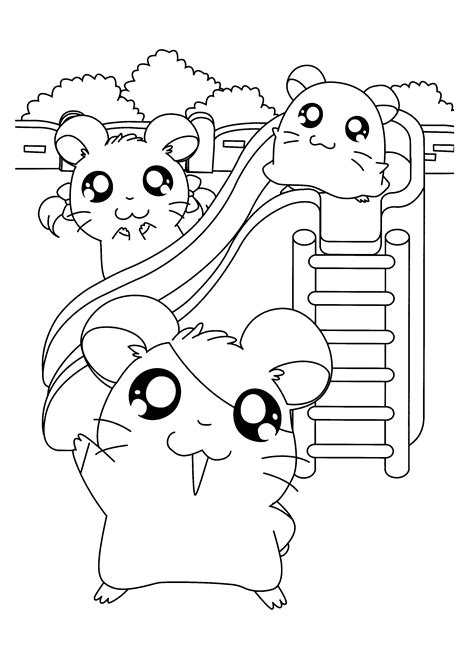 Hamtaro And Laura For Kids Printable Free Coloring Pages