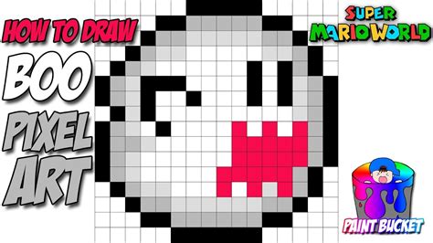 How To Draw Boo From Super Mario World 16 Bit Mario Pixel Art Drawing