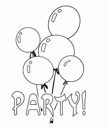 Balloons Coloring Party Pages Balloon Colouring Card