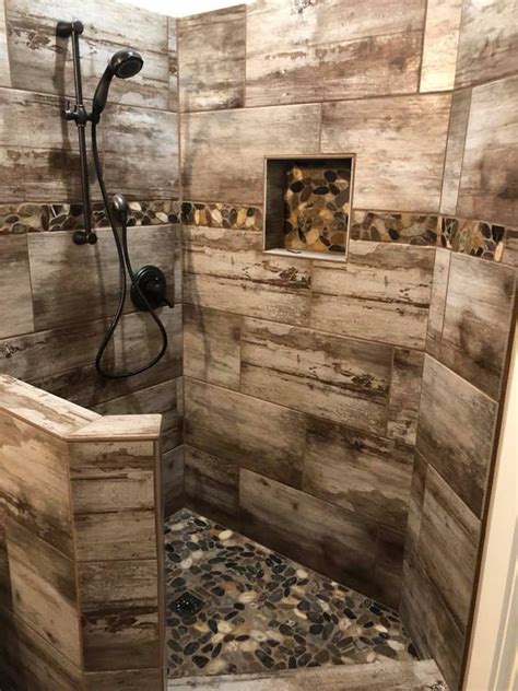 This Beautiful Rustic Modern Shower Combines Our Brentwood Cream Tile