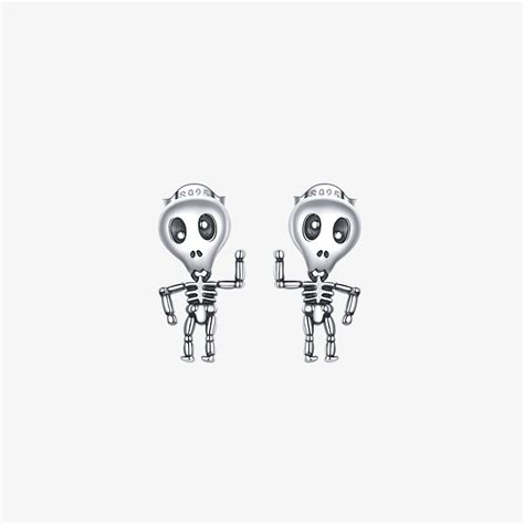 Silver Skeleton Earrings Halloween Stud Earrings For Girls
