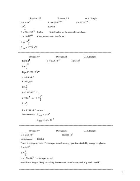 Chapter 2 Solution For Concepts Of Modern Physics C 3 10 8 H 6 10 34 λ 700 10 9 F C λ E H