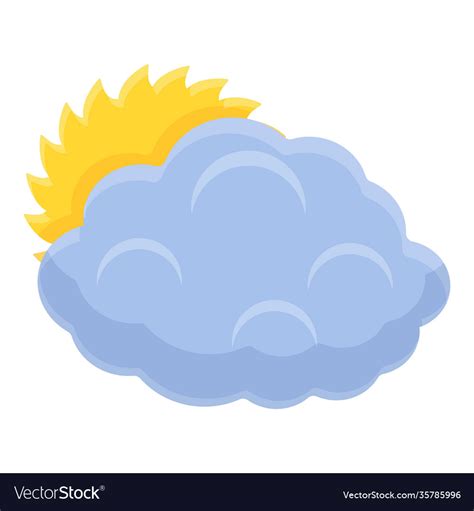 Sun Behind Cloud Icon Cartoon Style Royalty Free Vector