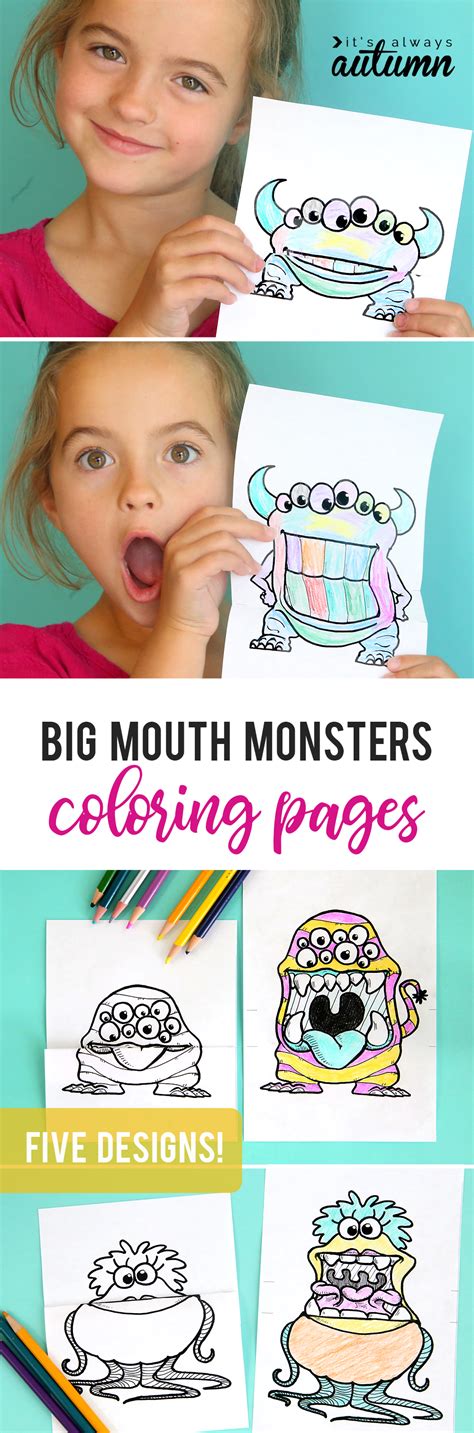 You can choose from vampires, werewolves, zombies, frankenstein, mummies and demon coloring pages. printable big mouth monster coloring pages - It's Always ...