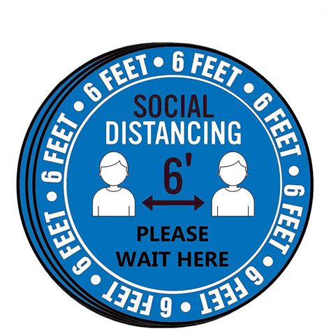 Pack Of 5social Distancing Floor Decals Stickers 12 Round Safety