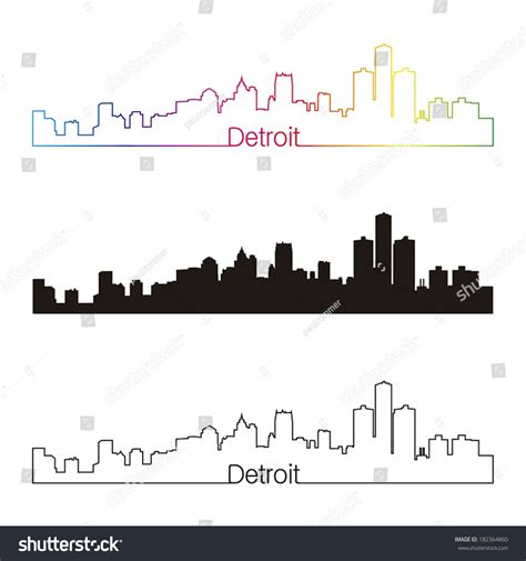 Detroit Skyline Linear Style Rainbow Editable Stock Vector Royalty Free 182364860 Shutterstock