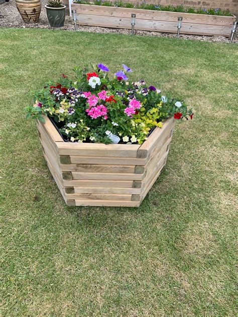 Simply Wood Tanalised Pressure Treated Hexagon Planter - EXTRA LARGE ...