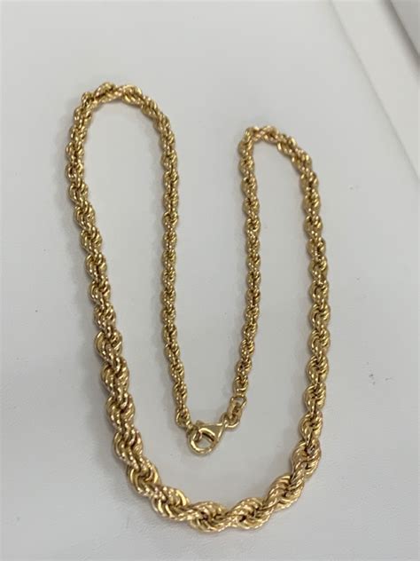 Check spelling or type a new query. 18" Gold Rope Chain 14K Yellow Gold 11.4g Pre-owned | Shaw's R&R Jewelry and Loan | Houston | TX