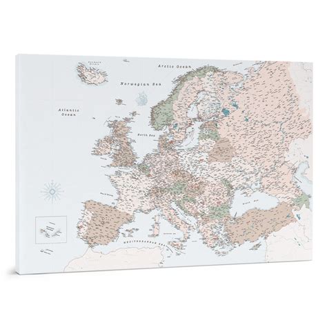 Large Europe Map With Pins Push Pin Travel Map Canvas Etsy