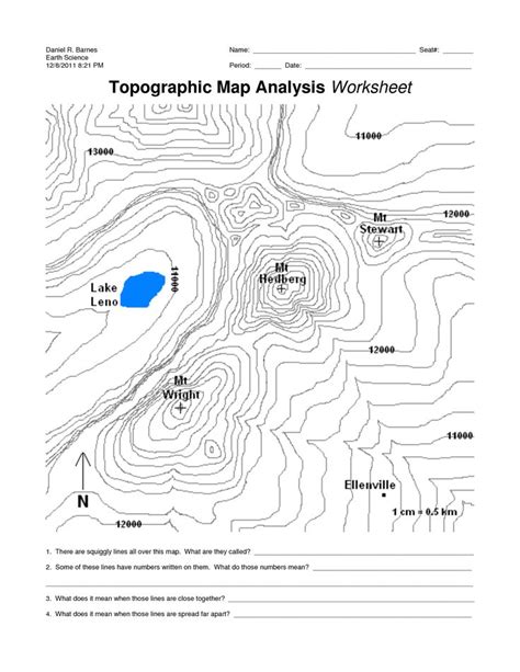 Topographic Map Worksheet Answer Key Workssheet List