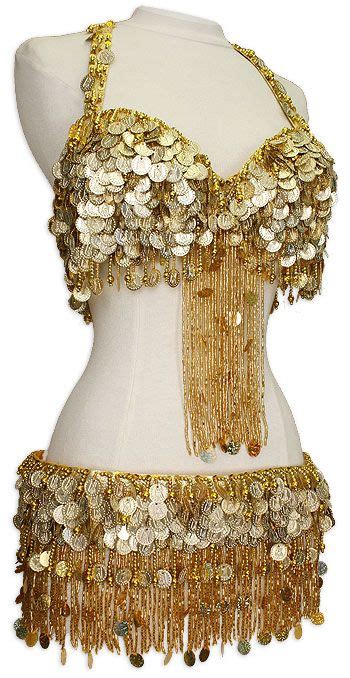 gold egyptian coin and fringe bra and belt belly dance costume at 195 cutom