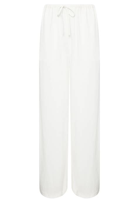 LTS Tall Women S White Linen Wide Leg Linen Look Trousers Long Tall Sally