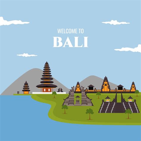 Welcome To Bali Indonesia Beautiful View With Famous Landmark Building For Tourist Destination