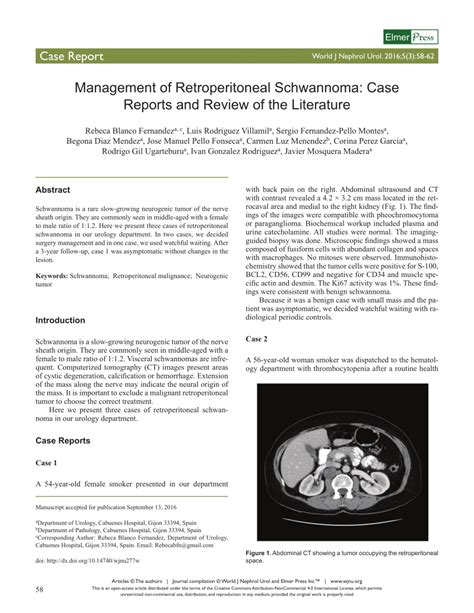 PDF Management Of Retroperitoneal Schwannoma Case Reports And Review Of The Literature