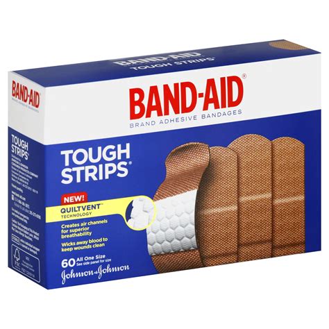 Band Aid Brand Adhesive Bandages Tough Strips 60 Ct