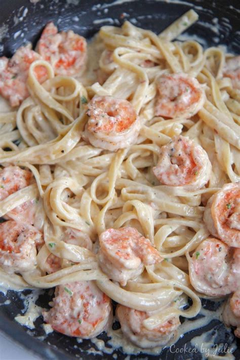 Toss in the pasta until the pasta is well coated. Creamy Shrimp Alfredo Pasta - (Video) Cooked by Julie ...