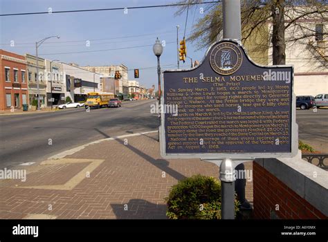 View Of Downtown Street From Edmund Pettus Bridge In Historic Selma