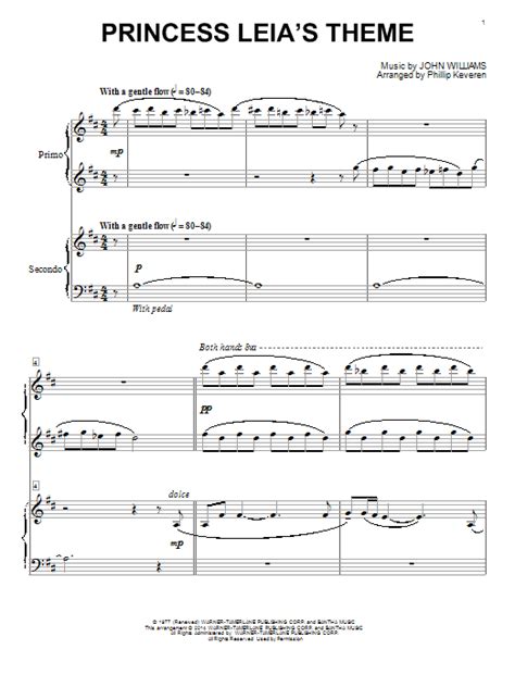Princess Leias Theme Sheet Music Phillip Keveren Piano Duet