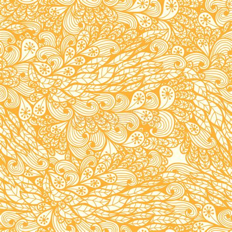 Seamless Orange Doodle Floral Pattern Stock Illustration Illustration