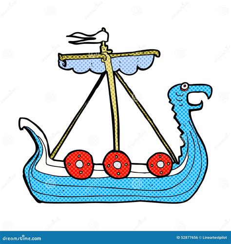 Comic Cartoon Viking Ship Stock Illustration Illustration Of Character