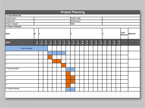 Project Planner Excel Template Free
