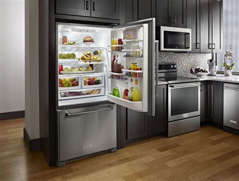 Kitchenaid Stainless Steel Bottom Freezer Refrigerator 187 Cu Ft