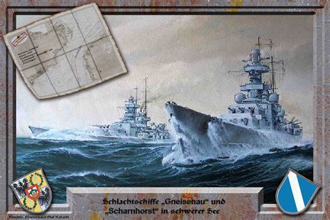 Die Schlachtschiffe Gneisenau Und Scharnhorst In Schwerer See Foto