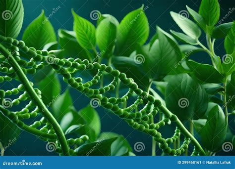 Abstract Representation Of Dna Spiral Structure Which Consists Of Green
