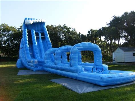Giant Adults Blue Long Double Inflatable Slip And Slide With Pool
