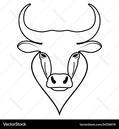 Art Drawing Buffalo Cow Ox Bull Head Logo Design Vector Image