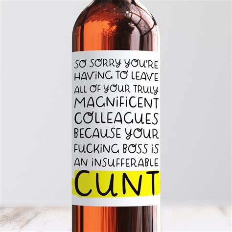 Cunt Boss Wine Label Wine Bottle Label Rude Goodbye Wine Etsy