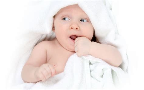 Baby Covered With White Towel While Thumb Sucking Hd Wallpaper