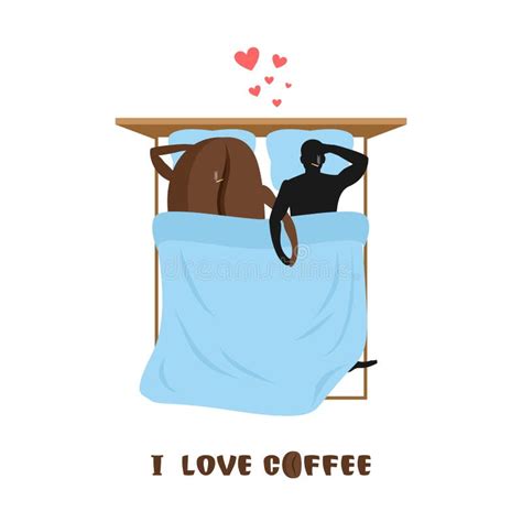 coffee lovers coffee beans and man lovers in bed top view smoking after sex pillow and