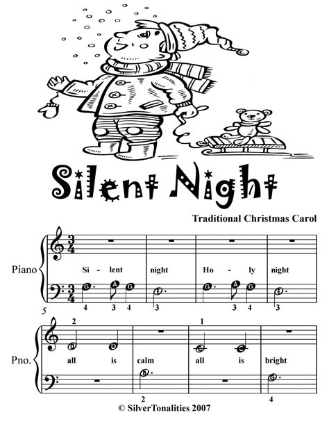 Silent Night Easy Beginner Piano Sheet Music