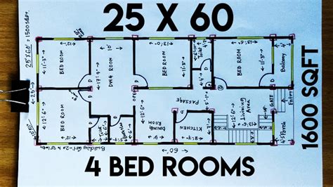 25 X 60 Sqft 4 Bed Rooms House Plan Ii 25 X 60 Sqft Ghar Ka Naksha Ii