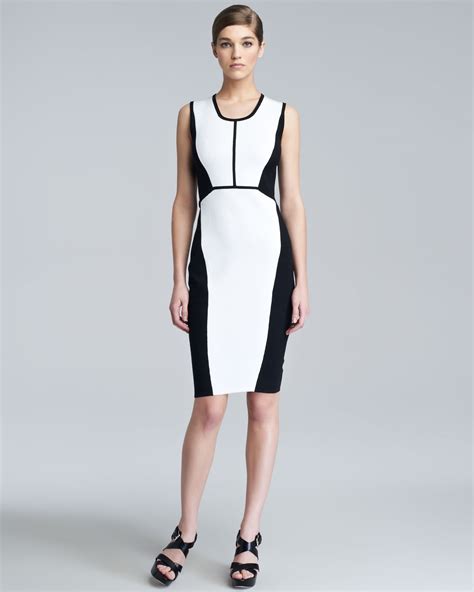 Lyst Narciso Rodriguez Contour Colorblock Knit Dress In White