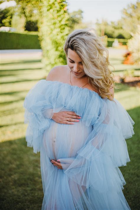 Puffy Tulle Maternity Dress Fluffy Tiered Pregnancy Gowns For Photo Shoot Sexy Front Open Split