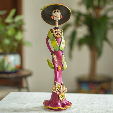 Unicef Market Aristocratic Ceramic Catrina Sculpture From Mexico