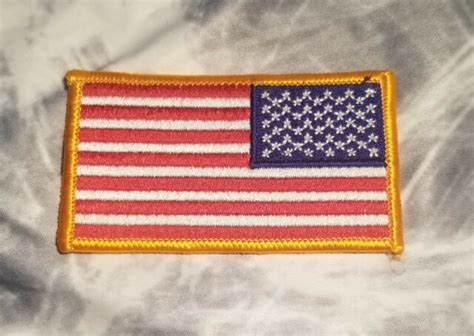 Reverse American Flag Patch Usa Military Embroidered Iron On In To