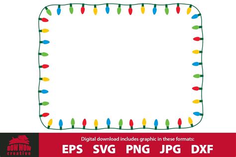 String Of Christmas Lights Frame Border Svg Sign Cutting File