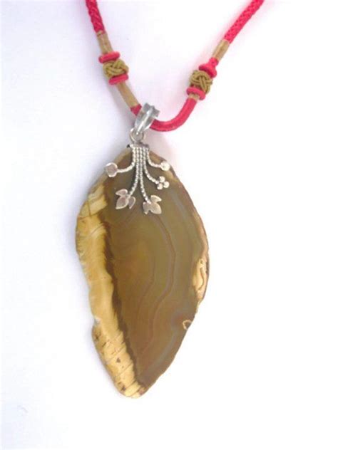 Agate Necklace Statement Necklace Pendant Necklace Brown Agate Red