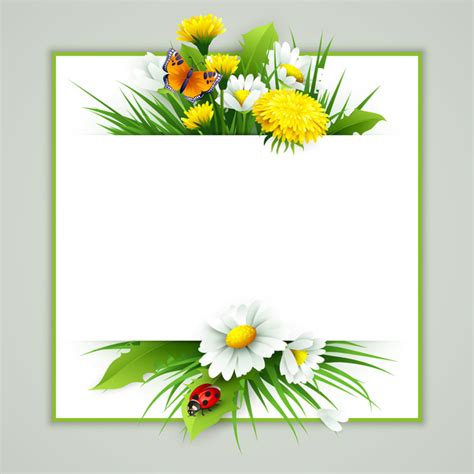Spring Flower Frame Vectors Material 04 Free Download