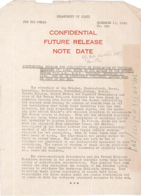 Declaration Of December 17 1942 Experiencing History Holocaust