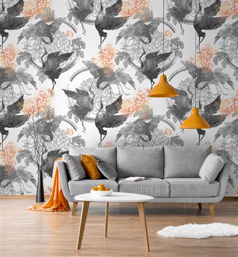 Free Download Watercolor Gray Birds Wallpaper Self Adhesive Peel And