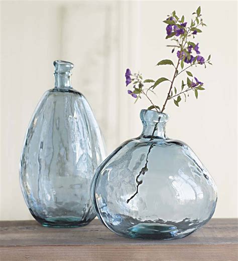 Recycled Glass Balloon Vases Set Of 2 Brownamber Amb Plowhearth